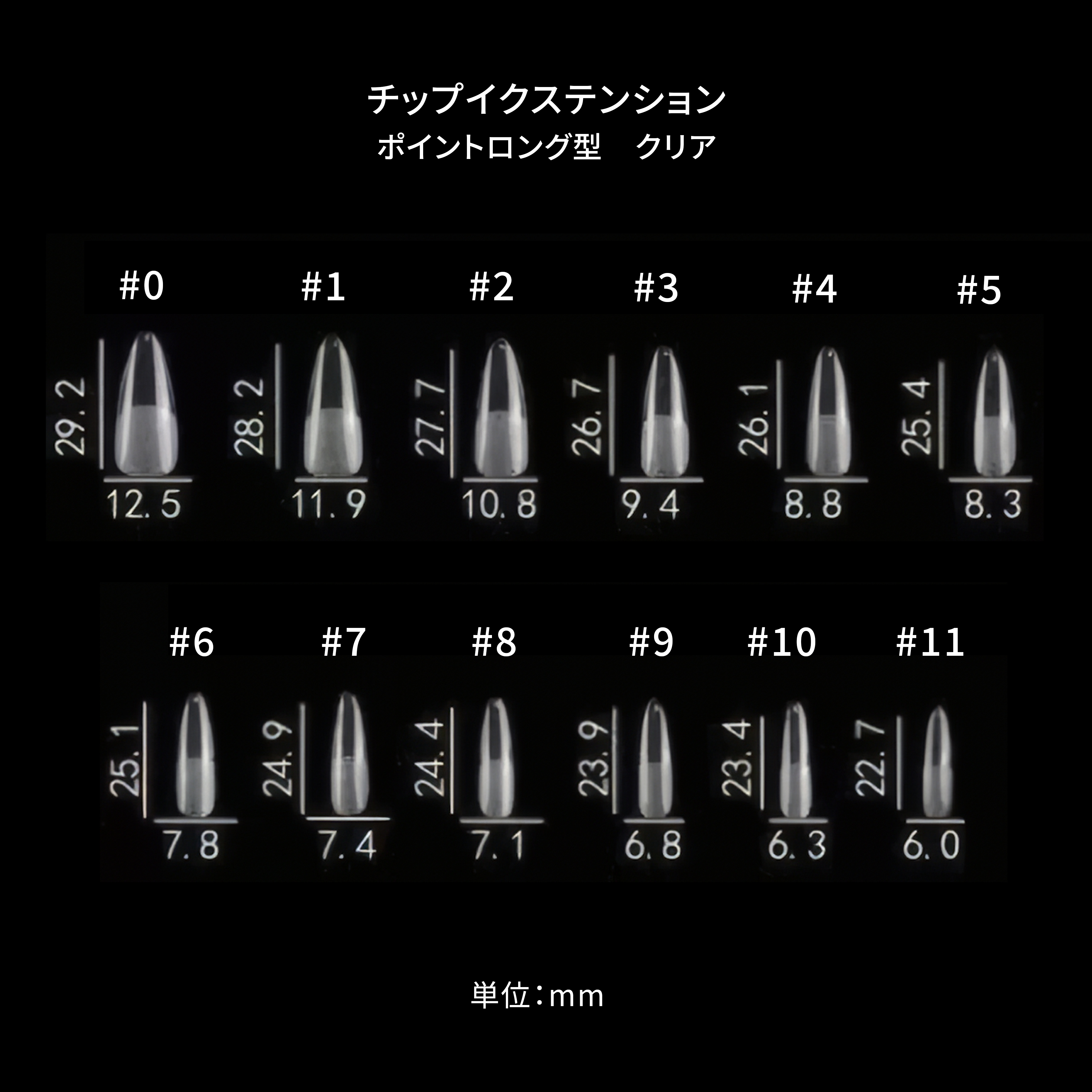 Ann Professional チップイクステンション ポイントロング型【単品】#0-#11